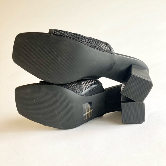 14TH & Union Black Fabric Leather Square Toe Heel Sandals size 8.5 - Picture 12 of 15